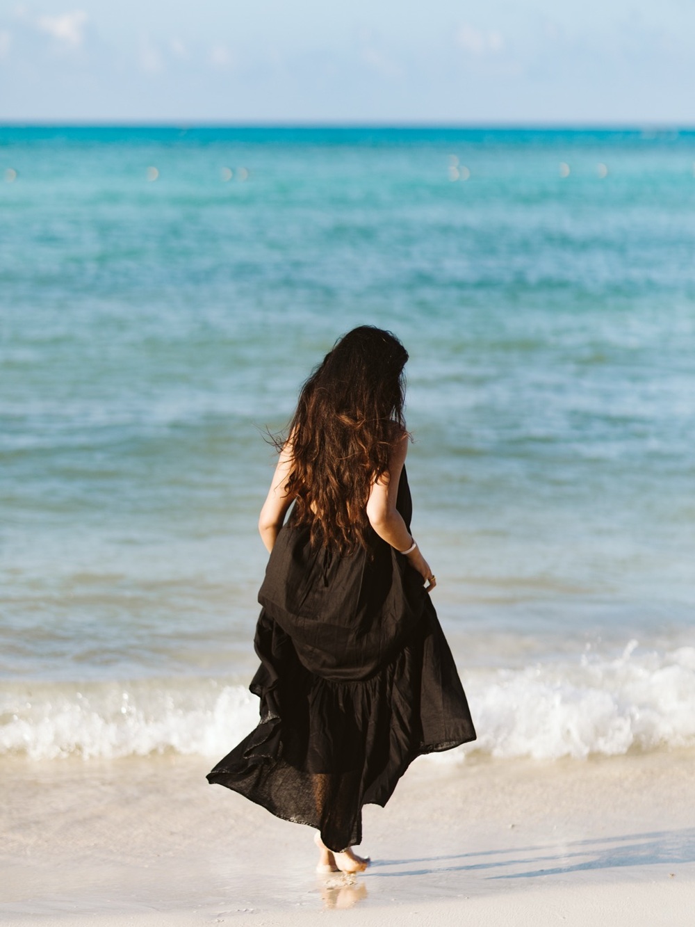 DISSH ARI BLACK LINEN HALTER MAXI DRESS